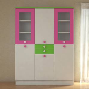 adona wood pvt. ltd Lara Engineered Wood 3 Door Kids Wardrobe in Barbie Pink Verdant Green...-picture-18