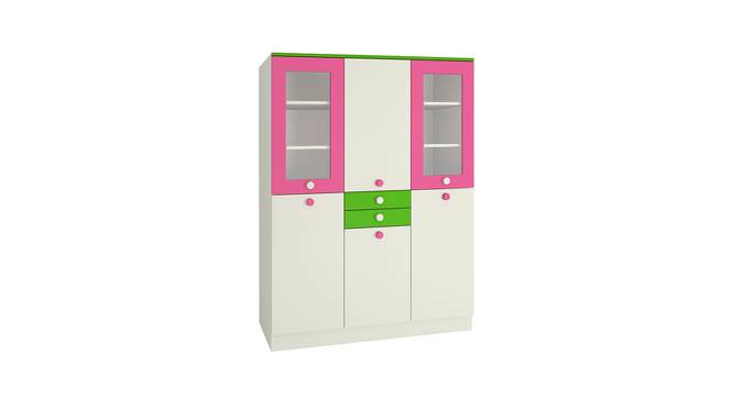 Lara Wardrobe (Matte Laminate Finish, Barbie Pink - Verdant Green) by Urban Ladder - Front View Design 1 - 393859