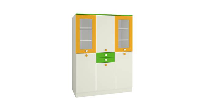 Lara Wardrobe (Matte Laminate Finish, Mango Yellow - Verdant Green) by Urban Ladder - Front View Design 1 - 393860