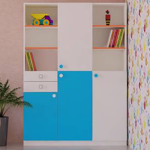 Arcadia Engineered Wood Door Kids Wardrobe in Azure Blue Light Orange ...-image-31