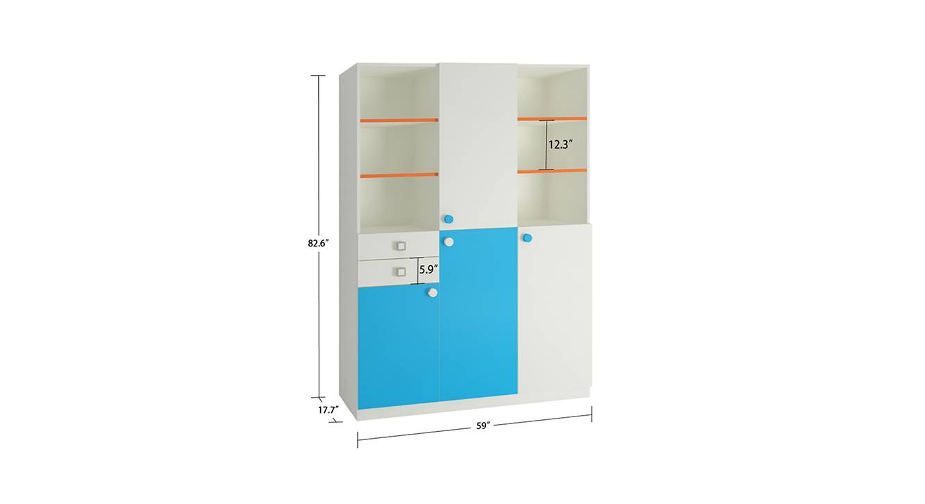 Stephanie kids wardrobe azure blue light orange 6