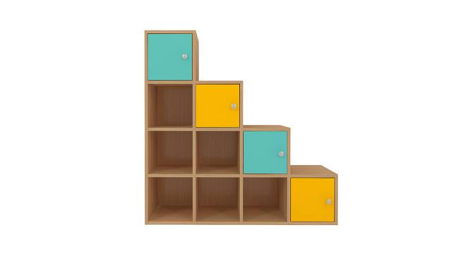 Lyra Storage Cabinet (Matte Laminate Finish, Misty Turquoise - Mango Yellow) by Urban Ladder - Cross View Design 1 - 394030