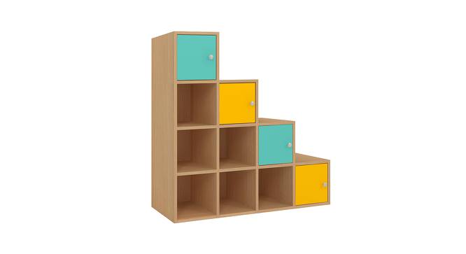 Lyra Storage Cabinet (Matte Laminate Finish, Misty Turquoise - Mango Yellow) by Urban Ladder - Front View Design 1 - 394038
