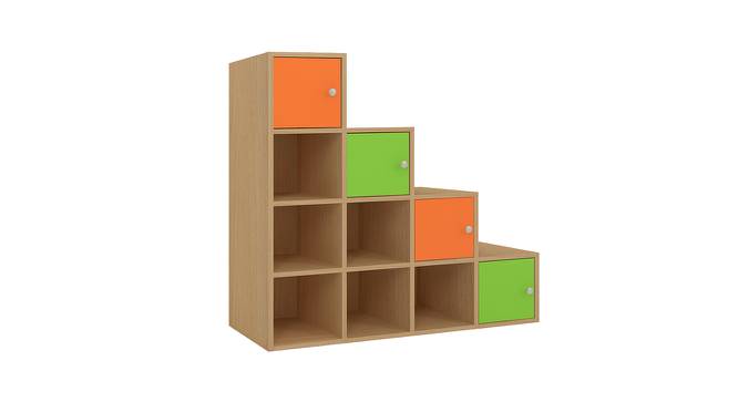 Lyra Storage Cabinet (Matte Laminate Finish, Light Orange - Verdant Green) by Urban Ladder - Front View Design 1 - 394040