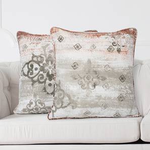 Cushion Cover Design Aubree Cushion Cover - Set of 2 (41 x 41 cm  (16" X 16") Cushion Size, Brown & White)
