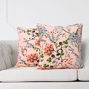 Floral Cushion Covers Design Ada Cushion Cover - Set of 2 (41 x 41 cm  (16" X 16") Cushion Size, Peach & Orange)