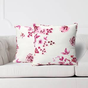 Silk Cushions Design Charlotte Cushion Cover - Set of 2 (61 x 61 cm  (24" X 24") Cushion Size, White & Pink)