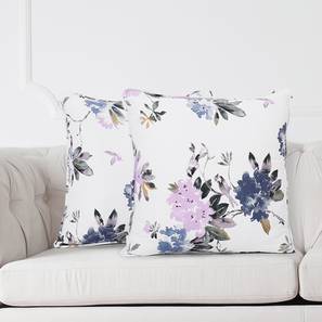 Floral Cushion Covers Design Iero Cushion Cover - Set of 2 (41 x 41 cm  (16" X 16") Cushion Size, Purple & White)