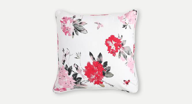 Iero Cushion Cover - Set of 2 (41 x 41 cm  (16" X 16") Cushion Size, White & Pink) by Urban Ladder - Front View Design 1 - 394390