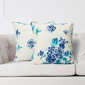 Floral Cushion Covers Design Laylah Cushion Cover - Set of 2 (30 x 30 cm  (12" X 12") Cushion Size, Blue & White)