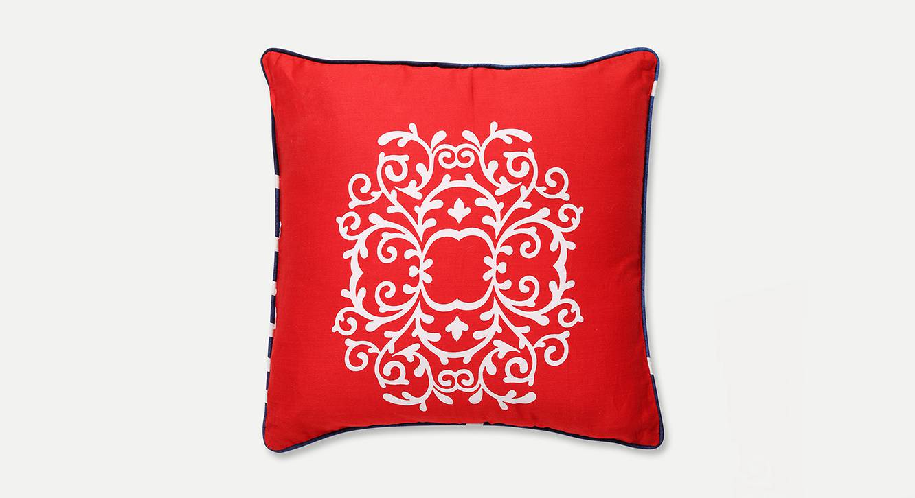 Red & White Inches Cotton Cushion Cover Set of Urban Ladder