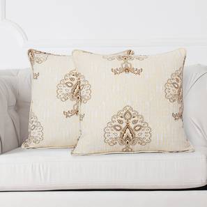 Cushion Cover Design Design Santana Cushion Cover - Set of 2 (51 x 51 cm  (20" X 20") Cushion Size, White & Yellow)
