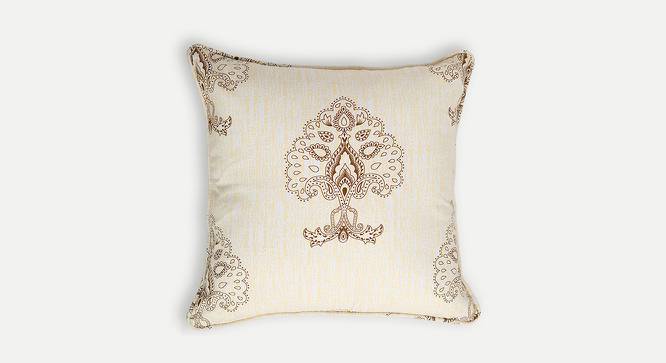 Santana Cushion Cover - Set of 2 (51 x 51 cm  (20" X 20") Cushion Size, White & Yellow) by Urban Ladder - Front View Design 1 - 394695