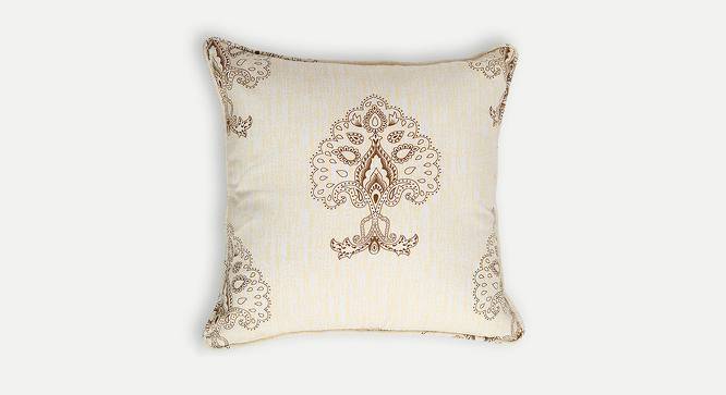 Vincent Cushion Cover - Set of 2 (61 x 61 cm  (24" X 24") Cushion Size, White & Yellow) by Urban Ladder - Front View Design 1 - 394700