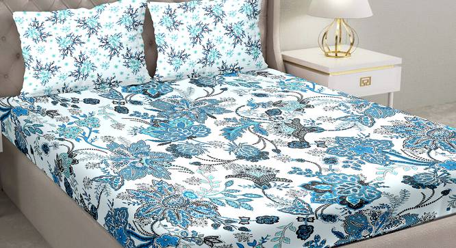 Gardenia Bedsheet Set (Blue, King Size) by Urban Ladder - Front View Design 1 - 395330