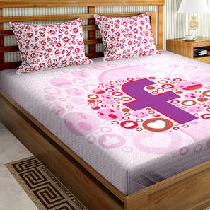 Bella Casa Design Pink TC Cotton King Size Bedsheet with Pillow Covers