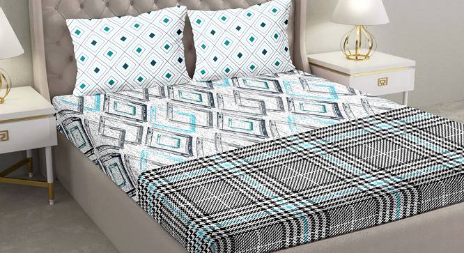 Mercy Bedsheet Set (Blue, King Size) by Urban Ladder - Front View Design 1 - 396066
