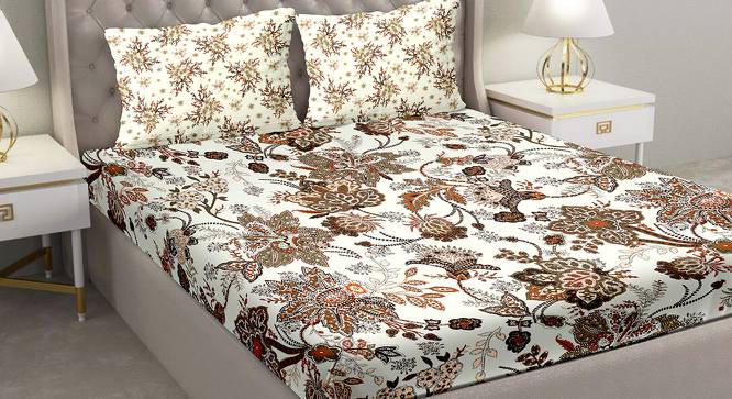 Gardenia Bedsheet Set (Brown, King Size) by Urban Ladder - Front View Design 1 - 396163