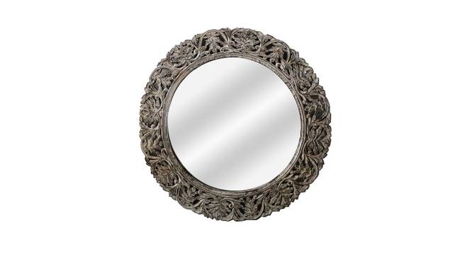 Alvin Wall Mirror (Round Mirror Shape, Simple Configuration, Brown & White) by Urban Ladder - Front View Design 1 - 396782