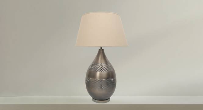 Carmack Table Lamp (Cotton Shade Material, Beige Shade Colour, Antique Pewter) by Urban Ladder - Front View Design 1 - 397710