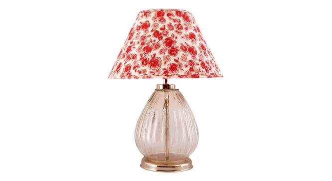 Glitz Table Lamp (Cotton Shade Material, Transparent & Nickel, Rose Flower Print Pink Shade Colour) by Urban Ladder - Cross View Design 1 - 397825