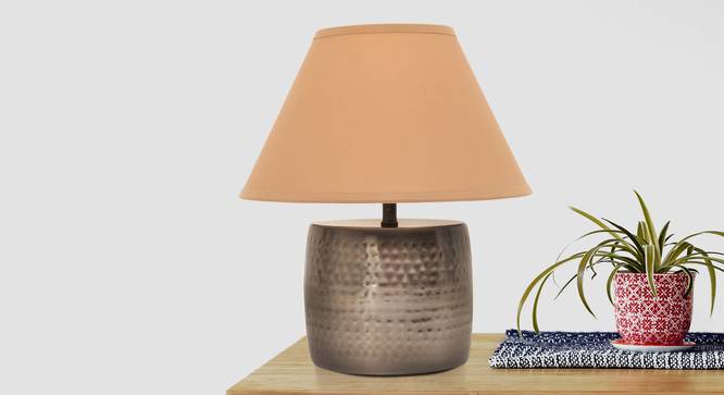 Malana Table Lamp (Antique Brass, Cotton Shade Material, Large Size, Beige Shade Colour) by Urban Ladder - Front View Design 1 - 397877