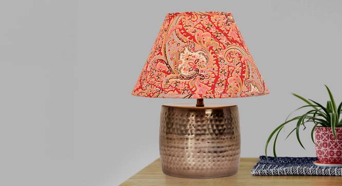 Malana Table Lamp (Antique Brass, Cotton Shade Material, Large Size, Pairy Print Shade Colour) by Urban Ladder - Front View Design 1 - 397915