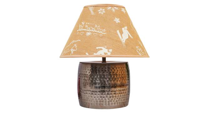 Malana Table Lamp (Antique Brass, Cotton Shade Material, Medium Size, Printed Jute Natural Shade Colour) by Urban Ladder - Cross View Design 1 - 397916