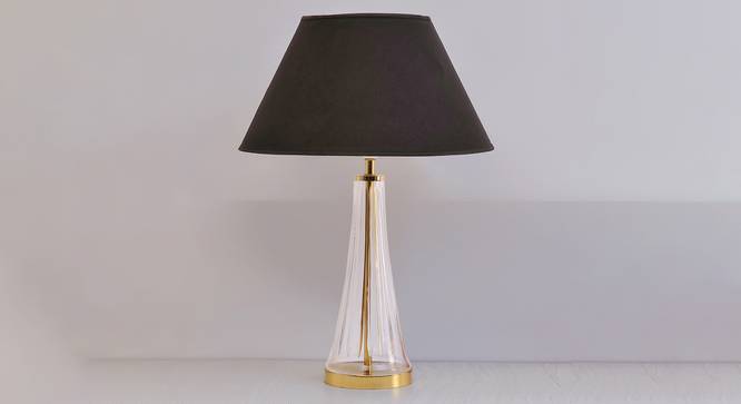 Margate Table Lamp (Black Shade Colour, Cotton Shade Material, Transparent & Brass) by Urban Ladder - Front View Design 1 - 397953