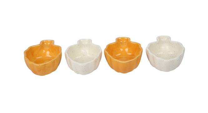 Chadd Chutney Bowl Set of 4 (White & Yellow) by Urban Ladder - Front View Design 1 - 398149