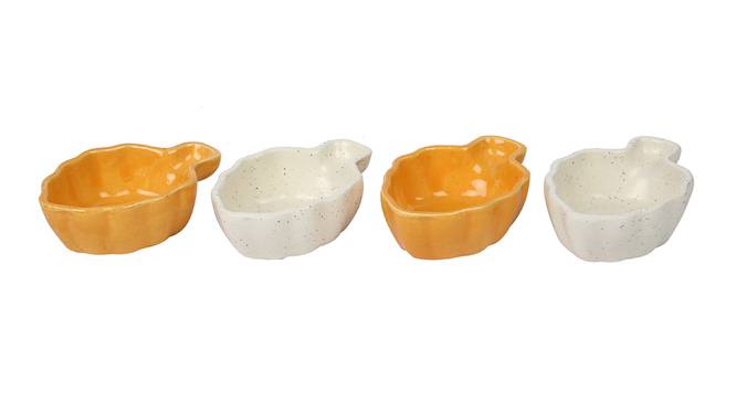 Chadd Chutney Bowl Set of 4 (White & Yellow) by Urban Ladder - Cross View Design 1 - 398167
