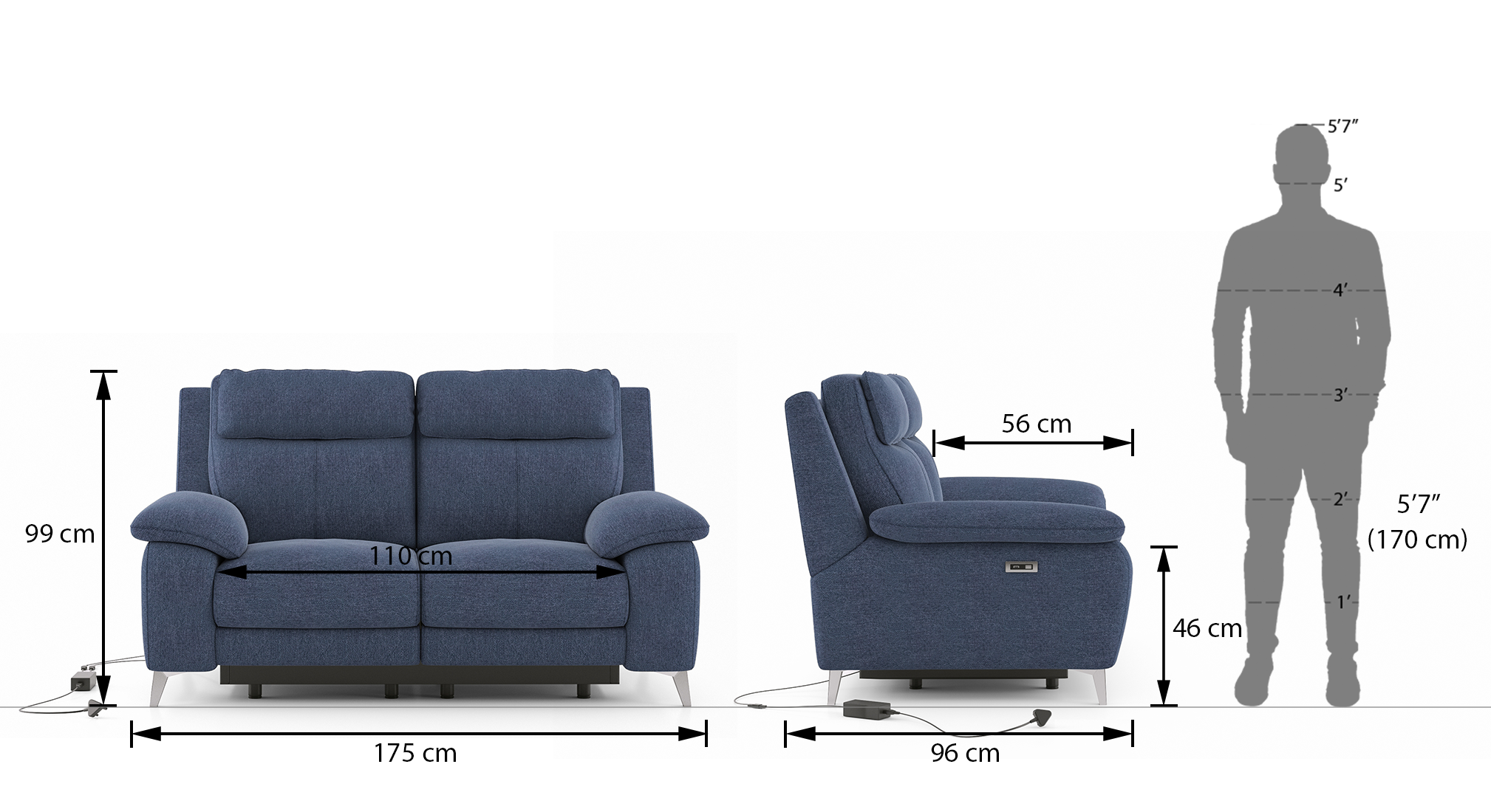 Emila recliner 2 seter color blue 7