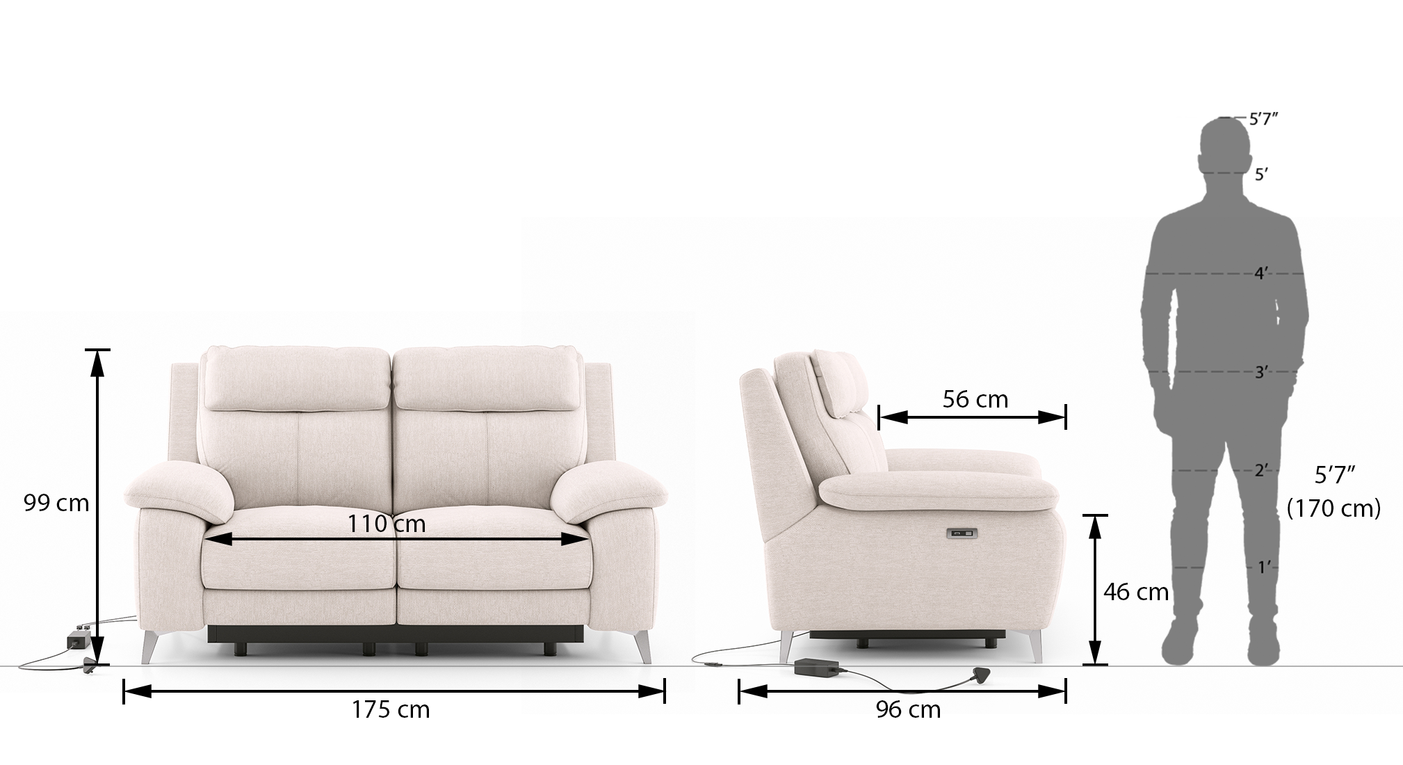 Emila recliner 2 seter color cream 8