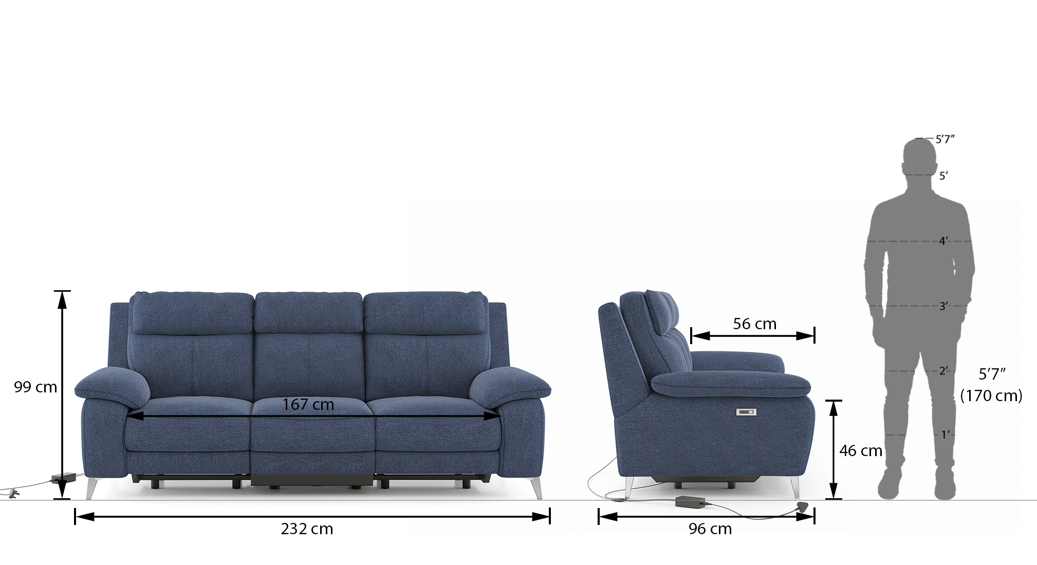 Emila recliner 3 seter color blue 7