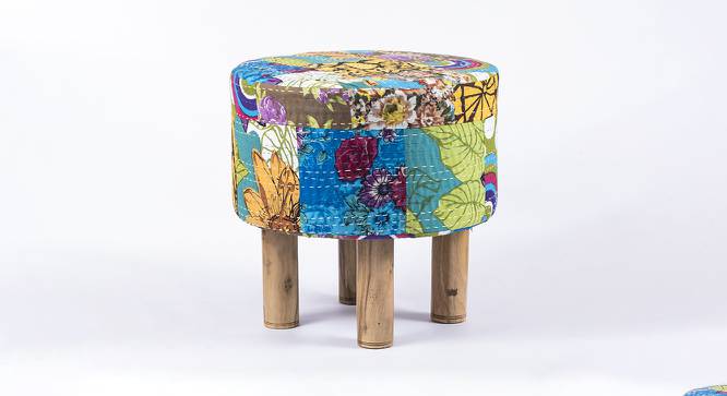 Morgan Ottoman (Multicolour Patch Kantha) by Urban Ladder - Front View Design 1 - 400861