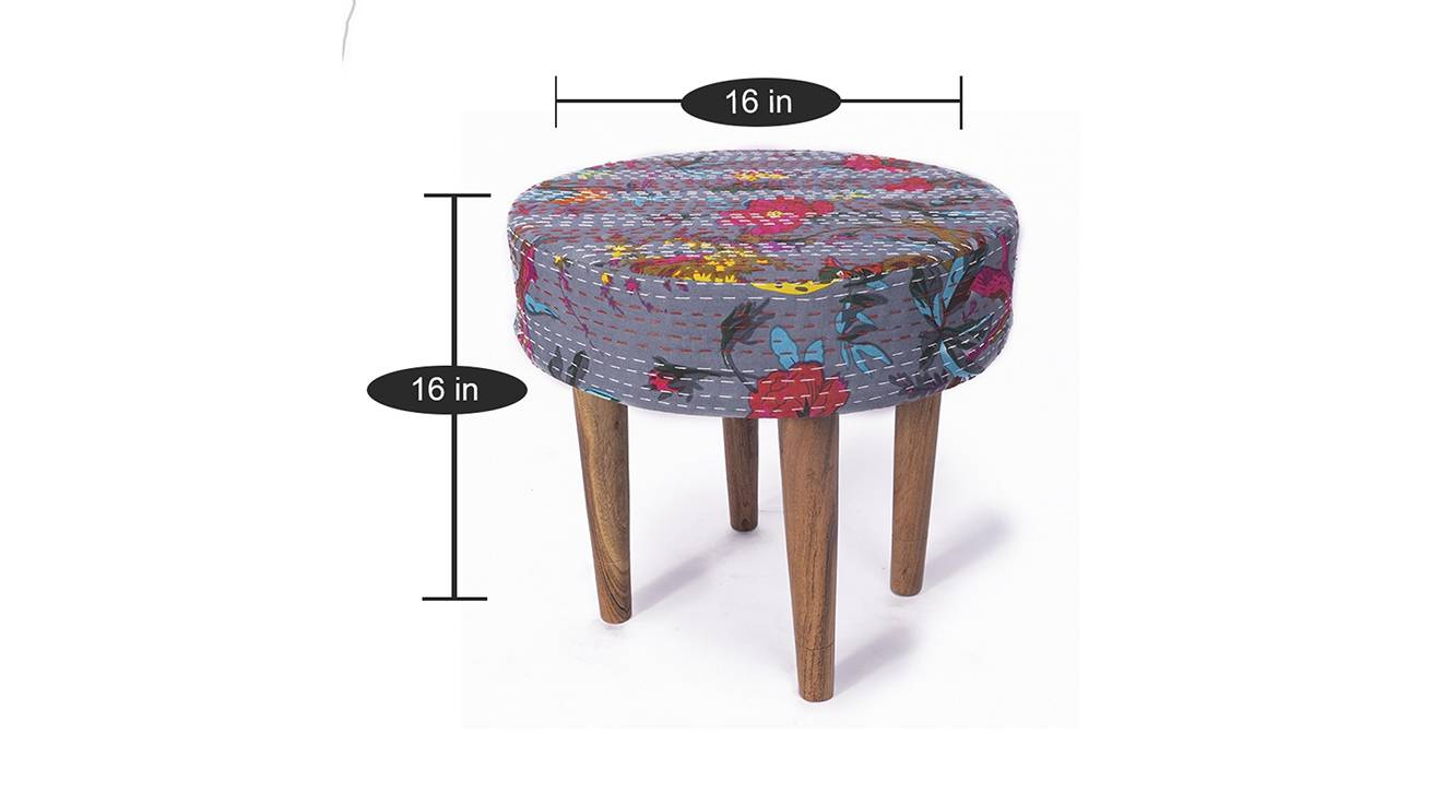 Nayla ottoman bird print grey kantha 6
