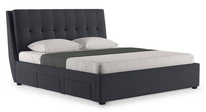 Bornholm Upholstered Storage Bed (Grey, King Bed Size) by Urban Ladder - Cross View Design 1 - 402989