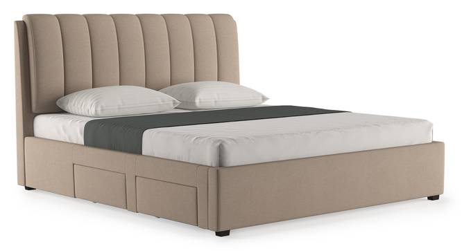 Faroe Upholstered Storage Bed (King Bed Size, Beige) by Urban Ladder - Front View Design 1 - 403022