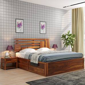 Hydraulic Storage Beds Design Borneo Bed With Hydraulic Storage (Teak Finish, King Bed Size)