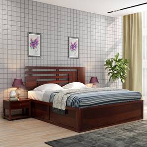 Hydraulic Storage Beds Design Borneo Bed With Hydraulic Storage (Walnut Finish, King Bed Size)