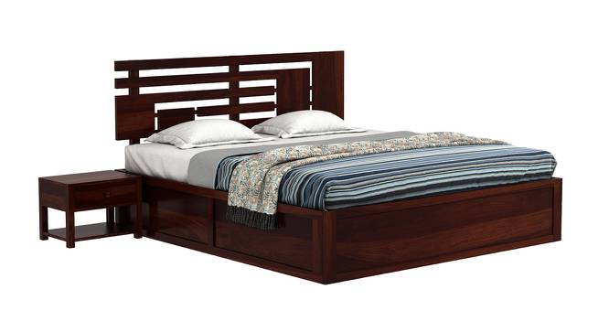 Borneo Bed With Hydraulic Storage (Walnut Finish, King Bed Size) by Urban Ladder - Front View Design 1 - 403181