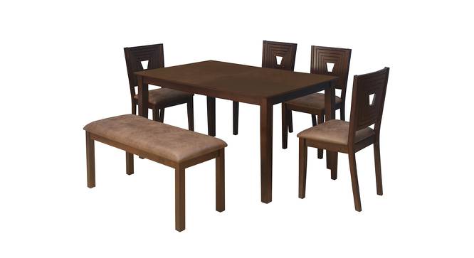 Crown 4 Seater Dining Set with Bench (Matte Finish, Mindi Brown) by Urban Ladder - Front View Design 1 - 403588