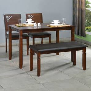 2 Seater Dining Table Design Floret Solid Wood 4 Seater Dining Table with Set of Chairs in Matte Finish