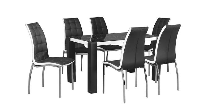 Fortica 6 Seater Dining Set (Black & White, Gloss Finish) by Urban Ladder - Front View Design 1 - 403783