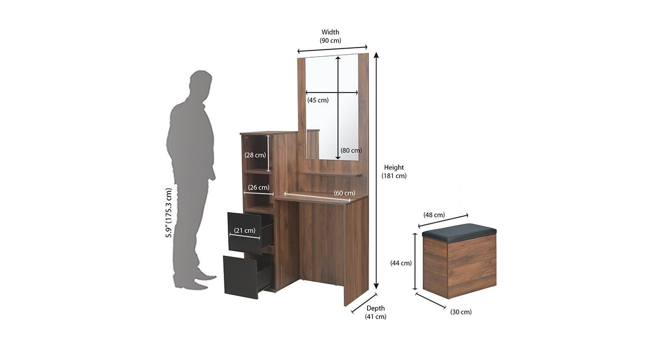 Korina dresser with stool brown 6