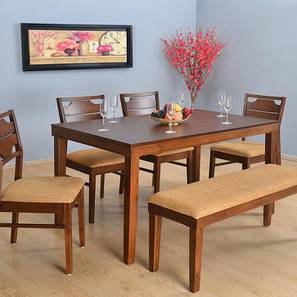 All 6 Seater Dining Table Sets Design Olessa Solid Wood 6 Seater Dining Table with Set of Chairs in Matte