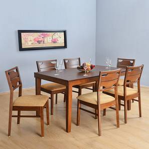 All 6 Seater Dining Table Sets Design Olessa Solid Wood 6 Seater Dining Table with Set of Chairs in Matte