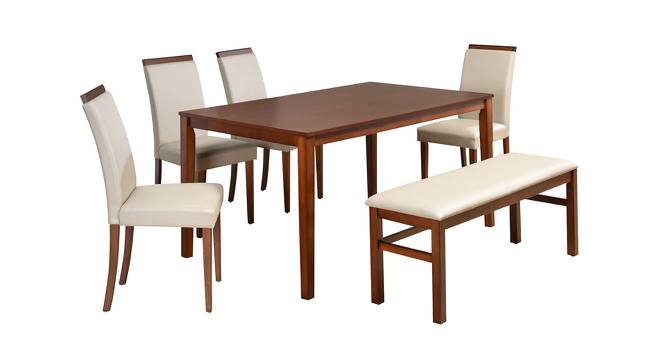 Pearl 4 Seater Dining Set with Bench (Cappuccino, Matte Finish) by Urban Ladder - Front View Design 1 - 404418