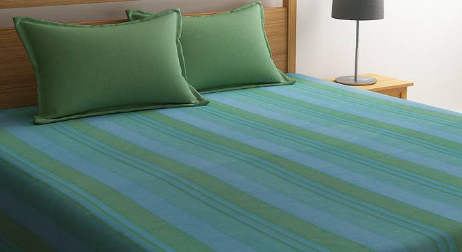 Bay Bedsheet Set (Green, Double Size) by Urban Ladder - Front View Design 1 - 405404