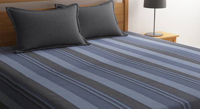 Bay Bedsheet Set (Blue, Double Size) by Urban Ladder - Front View Design 1 - 405407